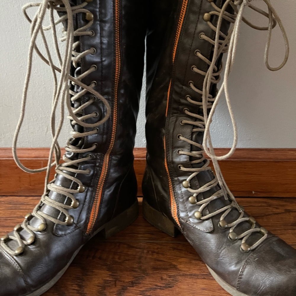 Brown Charoltte Russe lace up combat boots
